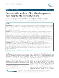 Genome-Wide Analysis of Pax8 Binding Provides New Insights Into