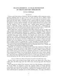HELENA ROERICH – a FALSE MESSENGER of the PLANETARY HIERARCHY by Lars Adelskogh