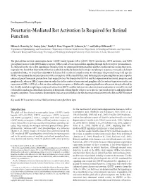 Neurturin-Mediated Ret Activation Is Required for Retinal Function