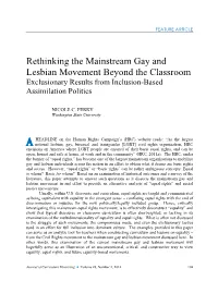 Rethinking the Mainstream Gay and Lesbian Movement Beyond the Classroom Exclusionary Results from Inclusion-Based Assimilation Politics