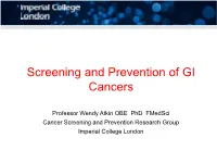 Screening and Prevention of GI Cancers