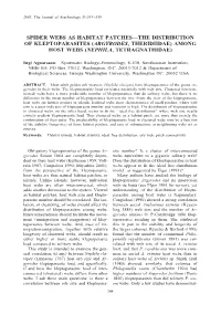 Spider Webs As Habitat Patches—The Distribution of Kleptoparasites