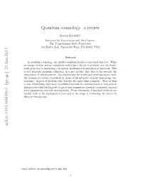 Arxiv:1501.04899V1 [Gr-Qc] 20 Jan 2015 Quantum Cosmology: a Review