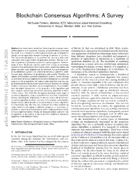 Blockchain Consensus Algorithms: a Survey