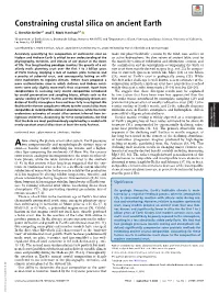 Constraining Crustal Silica on Ancient Earth