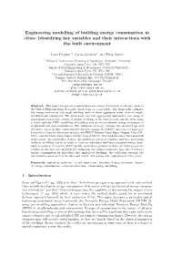Engineering Modelling of Building Energy Consumption in Cities: Identifying Key Variables and Their Interactions with the Built Environment