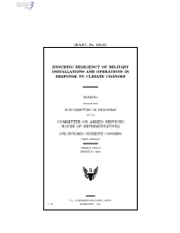 Ensuring Resiliency of Military Installations and Operations in Response to Climate Changes
