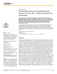 Evolutionary History and Spatiotemporal Dynamics of the HIV-1 Subtype B Epidemic in Guatemala