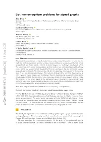 List Homomorphism Problems for Signed Graphs