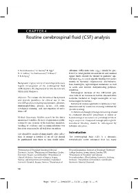 Routine Cerebrospinal Fluid (CSF) Analysis