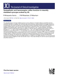 Sympathetic and Baroreceptor Reflex Function in Neurally Mediated Syncope Evoked by Tilt