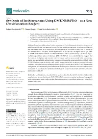 Synthesis of Isothiocyanates Using DMT/NMM/Tso− As a New Desulfurization Reagent