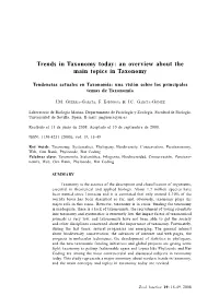Trends in Taxonomy Today: an Overview About the Main Topics in Taxonomy