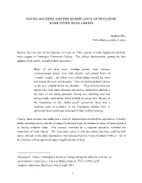 Young Soldiers and the Significance of Initiation: Some Notes from Liberia