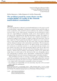 The Problem Posed by Exam Choice on the Comparability of Results in the Finnish Matriculation Examination