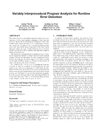 Variably Interprocedural Program Analysis for Runtime Error Detection