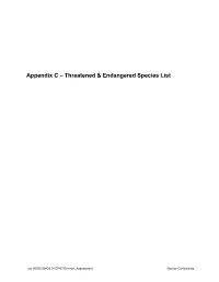 Appendix C - Threatened & Endangered Species List