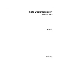 Hdfs Documentation Release 2.5.8