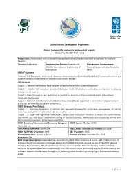 Project Document for Nationally Implemented Projects Financed by the GEF Trust Funds