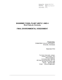 Shawnee Fossil Plant Units 1 and 4 Final Environmental
