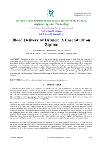 Blood Delivery by Drones: a Case Study on Zipline