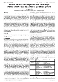 Human Resource Management and Knowledge Management: Revisiting Challenges of Integration Dr