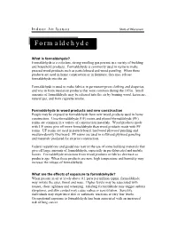 Indoor Air Issues -- Formaldehyde Fact Sheet (PDF Format)