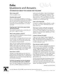 Polio: Questions and Answers Q&A Information About the Disease and Vaccines