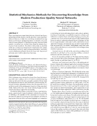 Statistical Mechanics Methods for Discovering Knowledge from Modern Production Quality Neural Networks