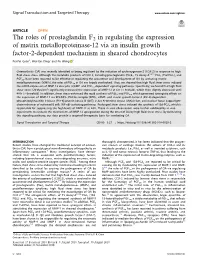 The Roles of Prostaglandin F2 in Regulating the Expression of Matrix Metalloproteinase-12 Via an Insulin Growth Factor-2-Dependent Mechanism in Sheared Chondrocytes