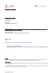 University of Groningen Background by Design Prey, Robert