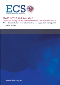 WG1, State of the Art Syllabus: Overview of Existing Cybersecurity