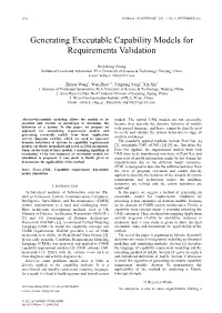 Generating Executable Capability Models for Requirements Validation