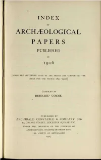 Index of Archaeological Papers Published in 1906