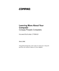 Learning More About Your Computer Compaq Presario Computers