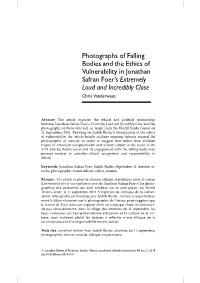 Photographs of Falling Bodies and the Ethics of Vulnerability in Jonathan Safran Foer’S Extremely Loud and Incredibly Close Chris Vanderwees
