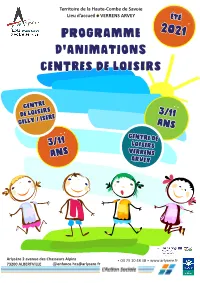 PROGRAMME D'animations Centres De Loisirs 2021