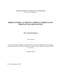 Rediscovering Authentic Christian Spirituality Through Transfiguration