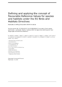 Defining and Applying the Concept of Favourable Reference Values for Species and Habitats Under the EU Birds and Habitats Directives
