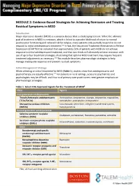 Evidence-Based Strategies for Achieving Remission and Treating Residual Symptoms in MDD