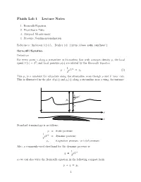 Fluids Lab 1 – Lecture Notes