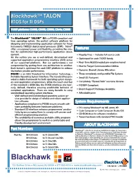 Blackhawkblackhawk™™ TALONTALON RTOSRTOS Forfor TITI Dsps
