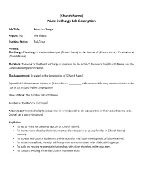 [Church Name] Priest in Charge Job Description