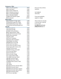 Current Wine & Beer List