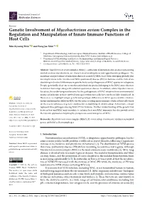Genetic Involvement of Mycobacterium Avium Complex in the Regulation and Manipulation of Innate Immune Functions of Host Cells