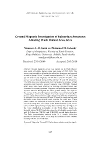 Ground Magnetic Investigation of Subsurface Structures Affecting Wadi Thuwal Area, KSA