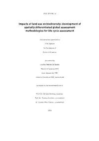 Impacts of Land Use on Biodiversity: Development of Spatially Differentiated Global Assessment Methodologies for Life Cycle Assessment