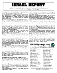 Israel Report Is a Student Publication of Tunnel-Locating Technology