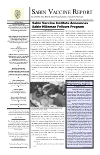 SABIN VACCINE REPORT the Newsletter of the Albert B