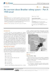 An Overview About Brazilian Railway System – Part II: 1930-Actual